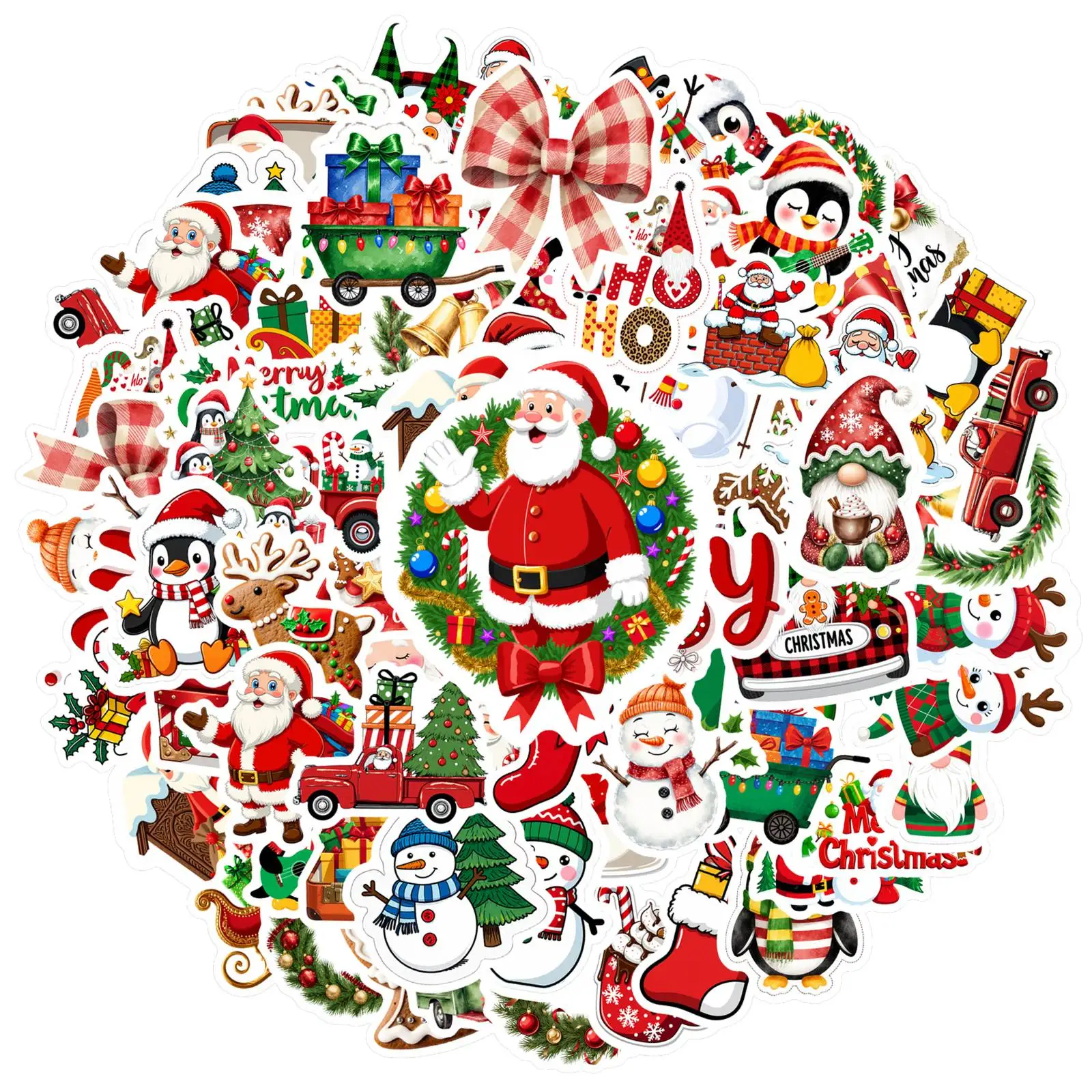 1set Merry Christmas Stickers Christmas Santa Claus Elk Stationery Sticker For Luggage Laptop Suitcase Cute Xmas Graffiti Decals