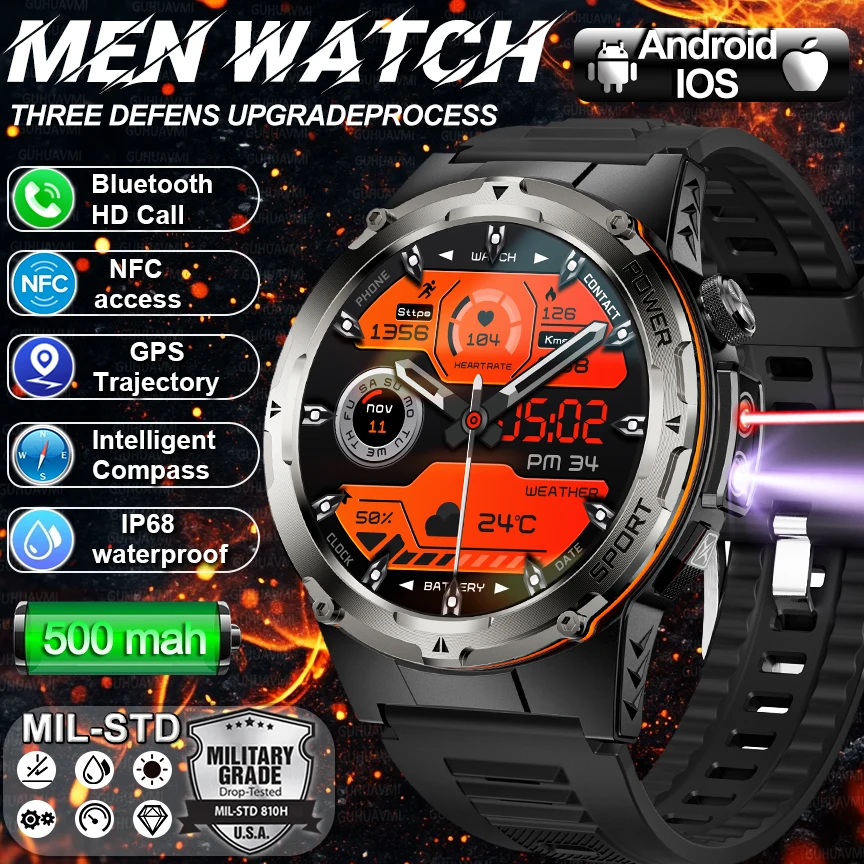

2025 НОВЫЙ популярный уличный GPS-трекер Спортивные умные часы Мужчины AMOLED Экран Компас Водонепроницаемые NFC HD BT Call Смарт-часы для мужчин