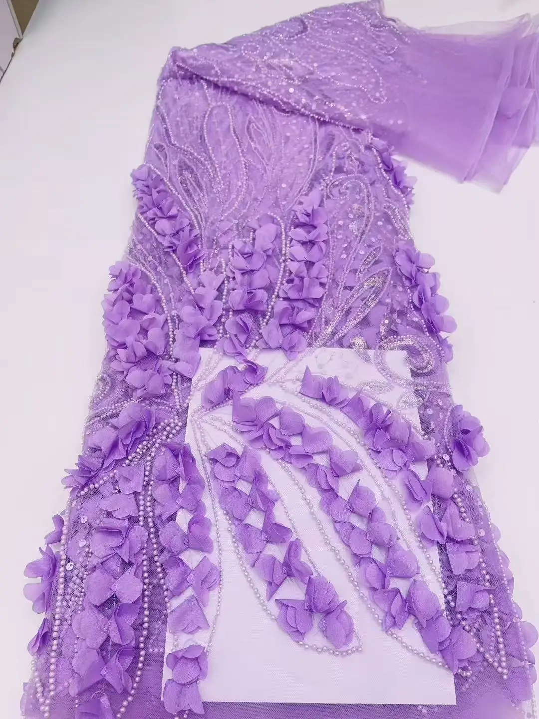 

African Embroidery Flowers Sequins 2025 Latest Hot On Sale African French Party Lace Fabrics Tulle Nigerian Lace Fabric 5 Yards