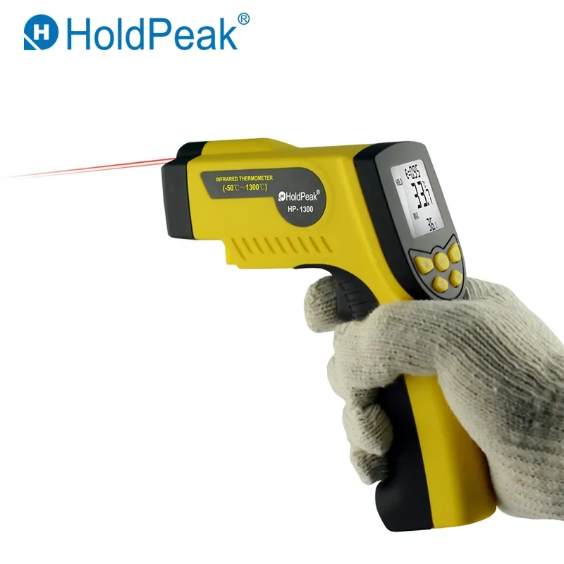 HoldPeak Outdoor Infrared Digital Thermometer HP-1300 Non-Contact Laser LCD Display Temperature Gun 16:1 Laser high-precision