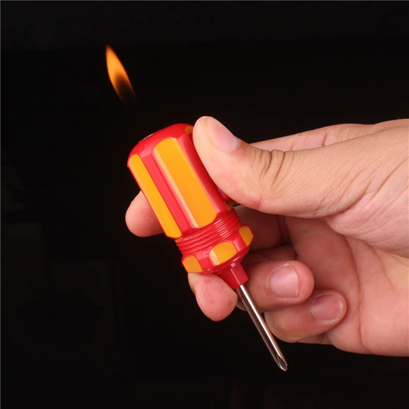 Creative Mini Screwdriver Lighter Inflatable Open Flame Butane Screwdriver Tool Model Lighter Personalized Smoking Accessories