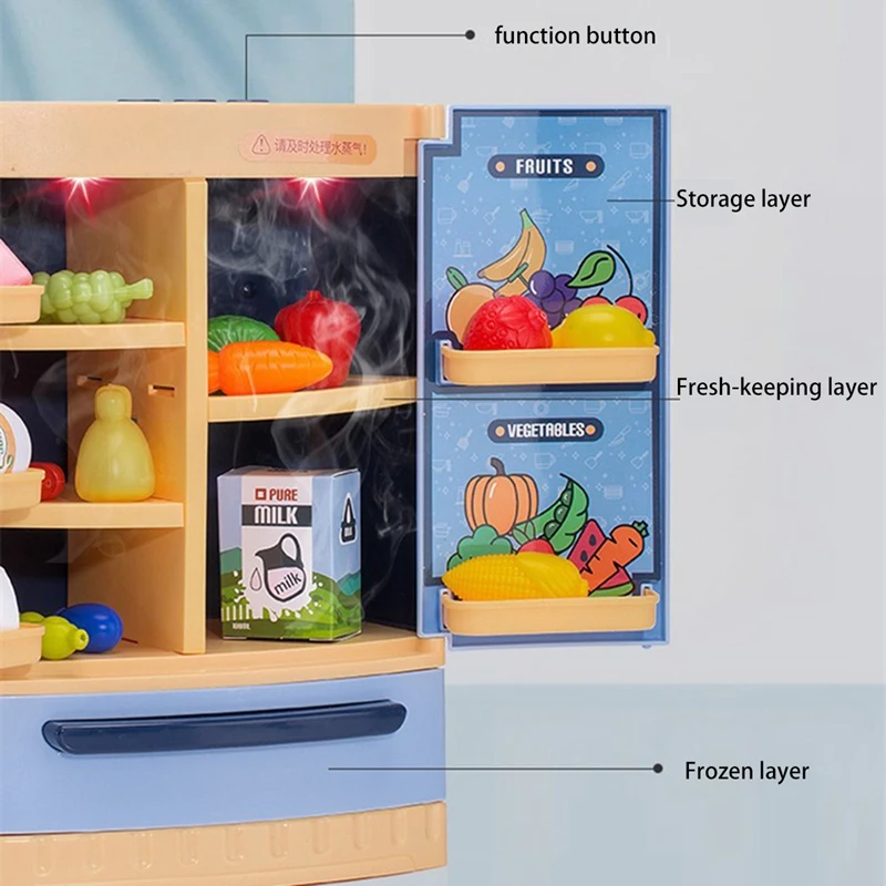 Juguete de refrigerador en aerosol, aparato de juego de simulación para niños, juego de cocina con juego de cocina, juguete único