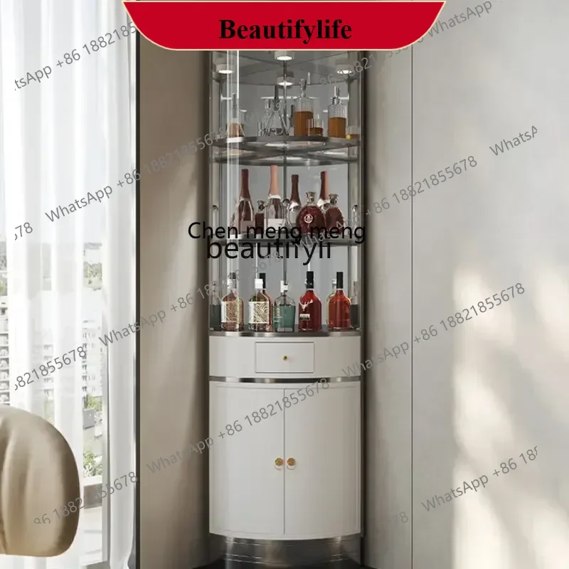 D178  Y LBX Corner Glass Wine Cabinet Home Living Room Modern Minimalist Triangle Cabinet Light Luxury Liquor Display Cabinet