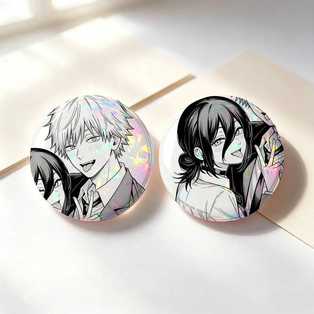 Reze And Denji Anime Badges 25 32 44 58 75 Mm Round Cosplay Pin Bag Decor Fans Collect Friends Gifts Brooch Souvenir