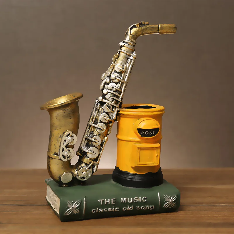 American Resin Crafts Violin Storage Pen Holder Office Home Decoration Ornament  Статуэтки Кошек