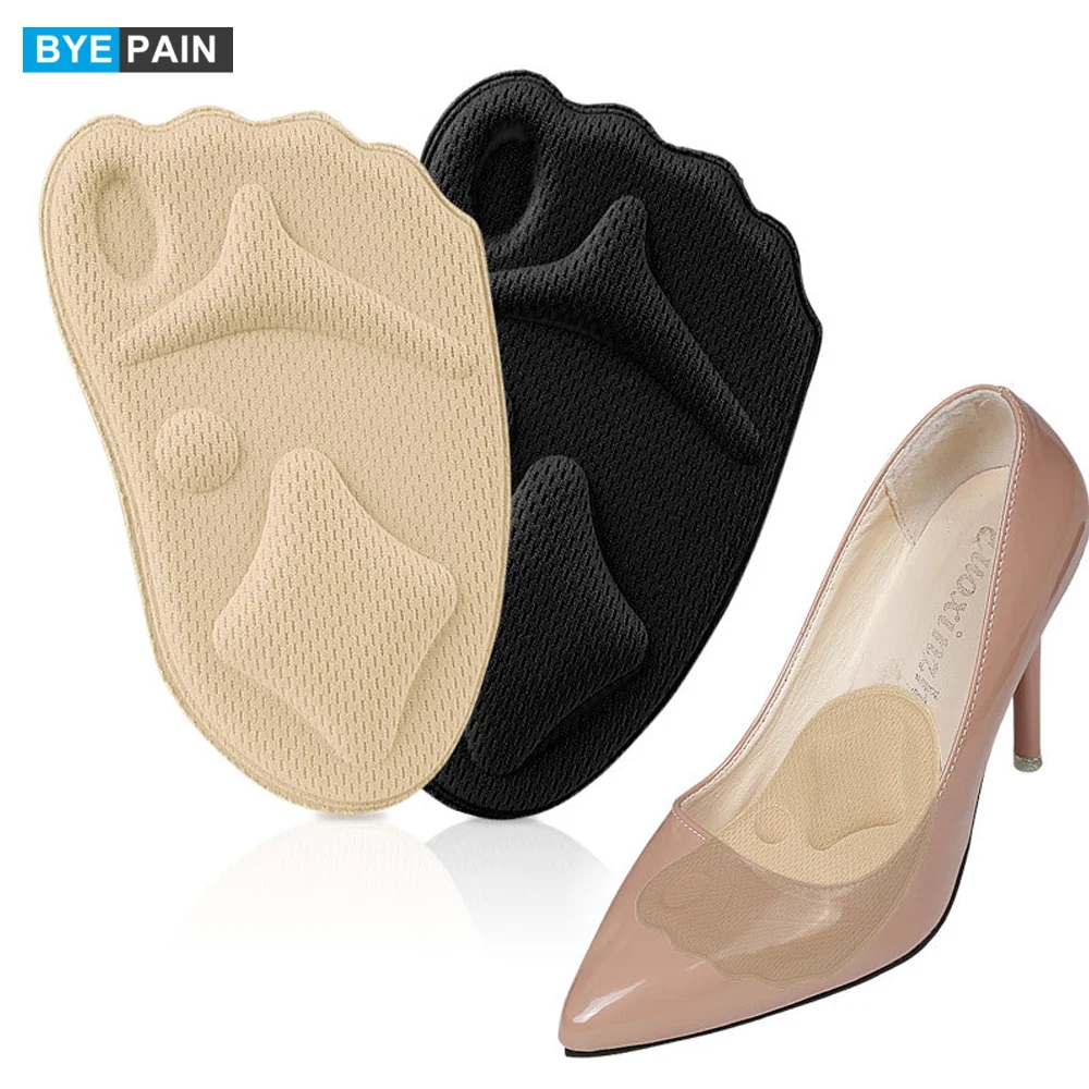 1 Pair Non-Slip Forefoot Pad Adjustable Shoe Insert Anti-Pain High Heel Insole Sweat-Absorbent Comfort 4D Sponge Metatarsal Pads