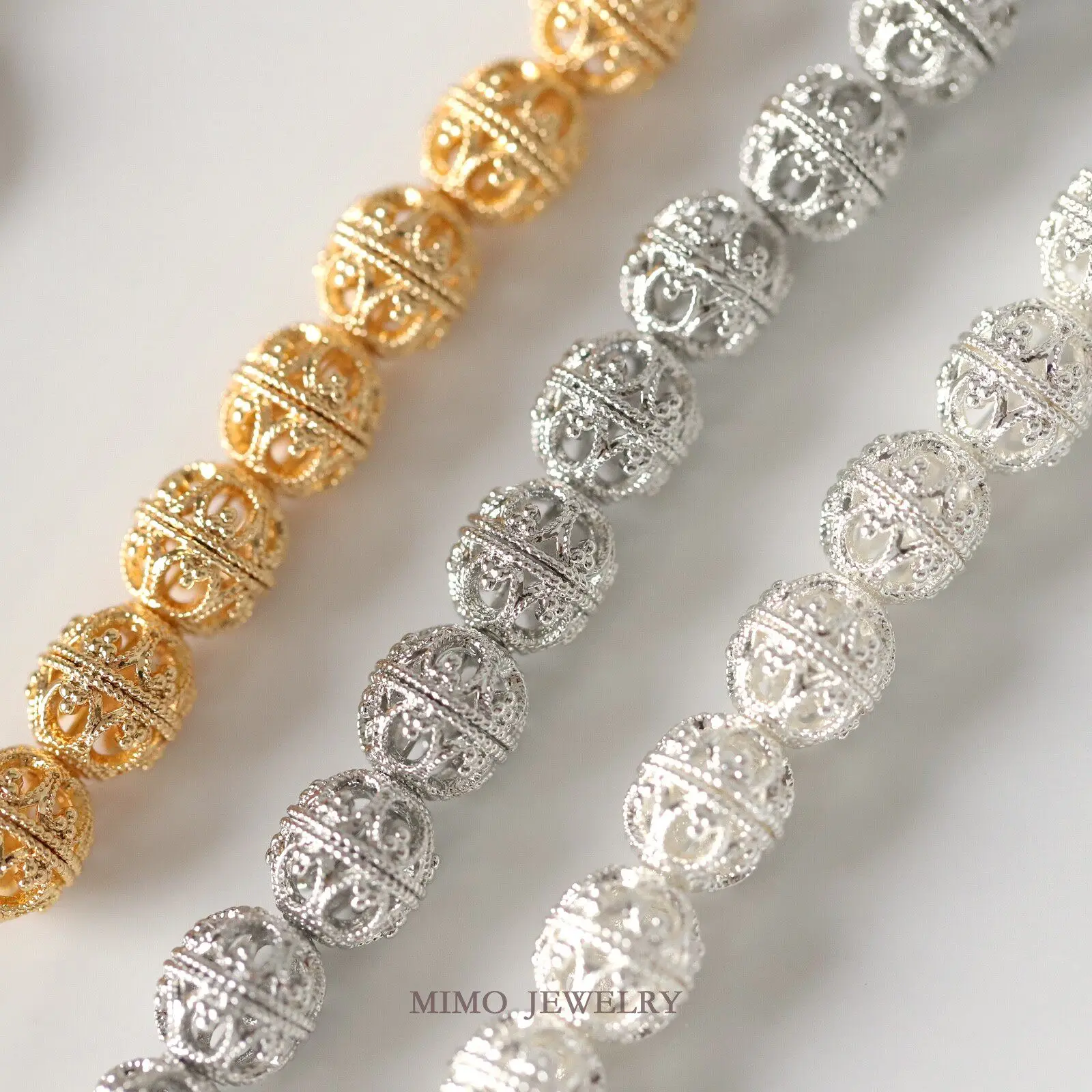 Brass Gold Plated Oval hollow pattern hydrangea Spacer Beads Loose Beads for Jewelry Making DIY Bracelet Necklace Accessories