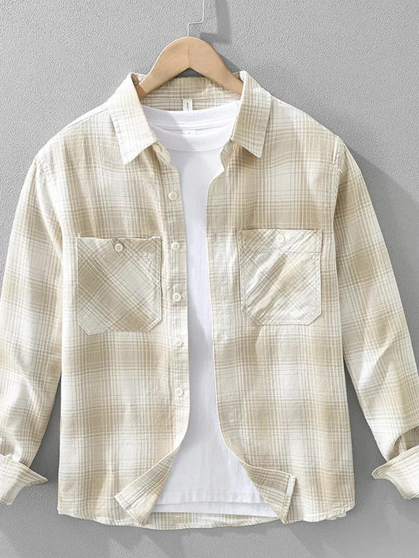 

Men's Plaid Pure Cotton Long Sve irt Spring Design Casual Loose Faion Workwear Sle Versatile Outerwear Spring 2025