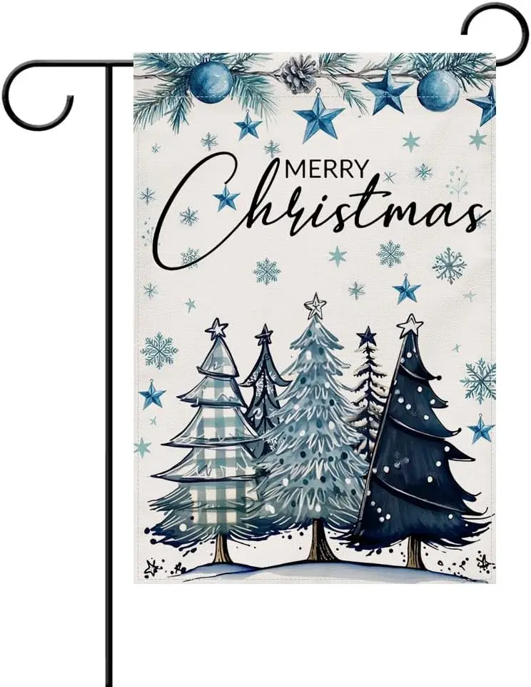 Christmas Garden Flag 12x18 inches double-sided outdoor, Buffalo Grid Garden Flag Christmas Tree Snowflake Winter Vacation C LLG