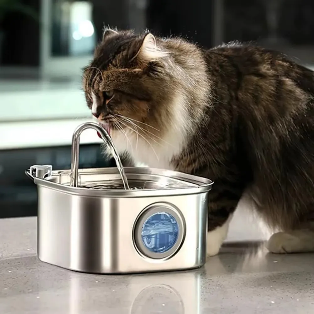 Stainless steel pet water dispenser square bucket cat water dispenser automatic square water purifier