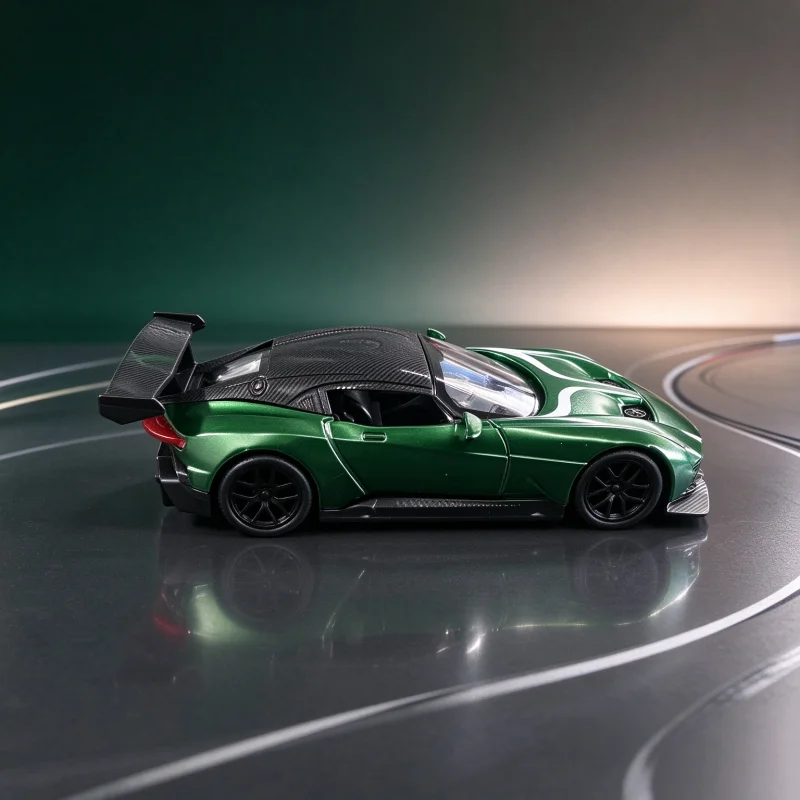 Modelo de coche deportivo de aleación verde, adorno estático con mecanismo de retroceso, decoración de vehículo de carreras coleccionable