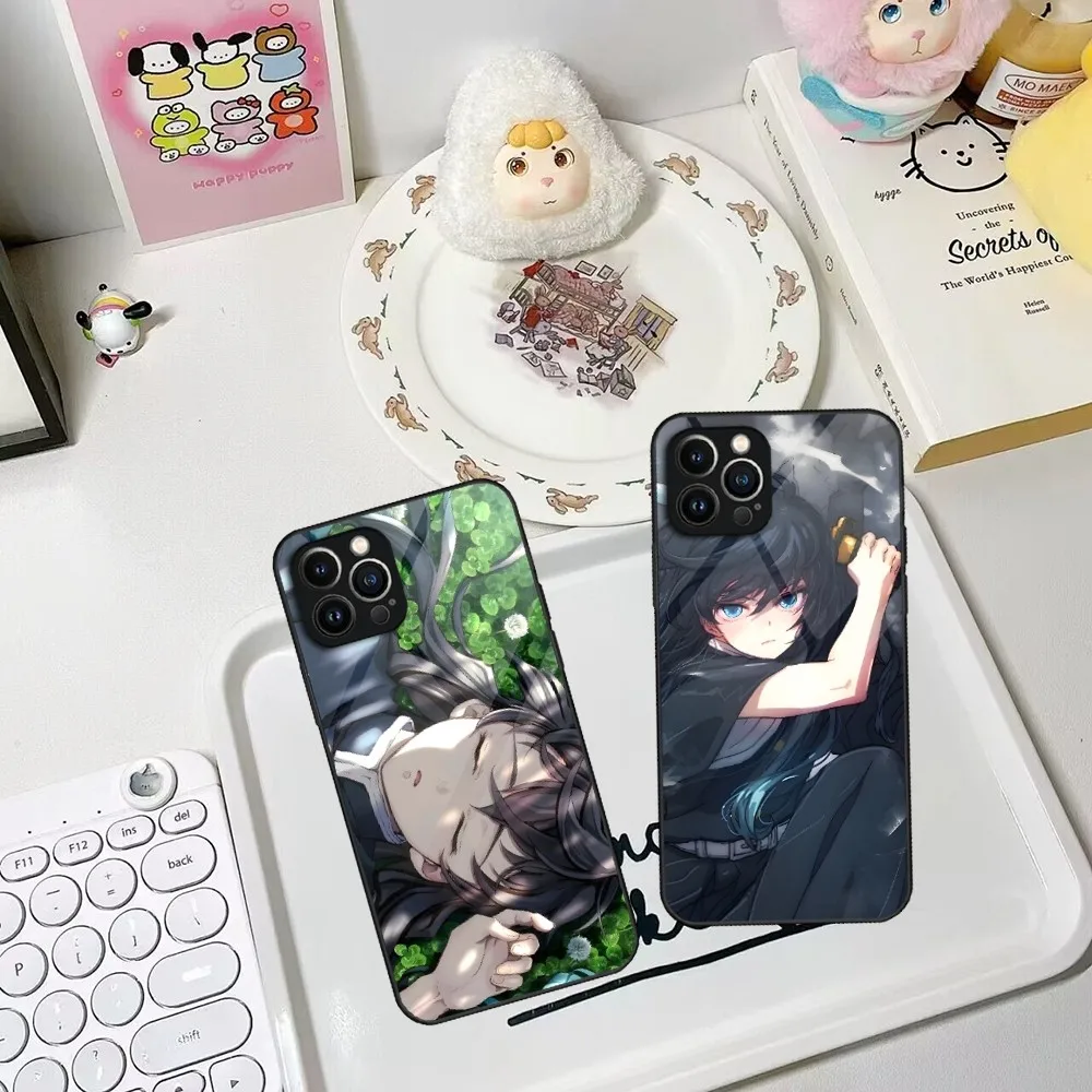 M-Muichiro T-Tokito K-Kimetsu no Y-Yaiba A-Anime Phone Case for Iphone 15 14 12 11 13 Pro Max Mini X 8 Xr Xs 7 Puls glass