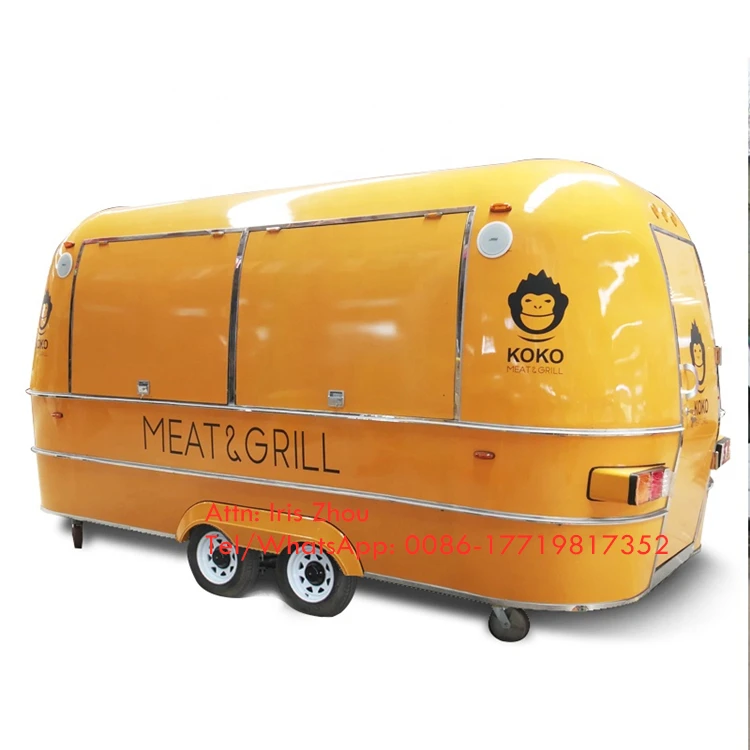 Airstream type color customized consession trailer vintage mobile catering food trailer, food truck for sale europe