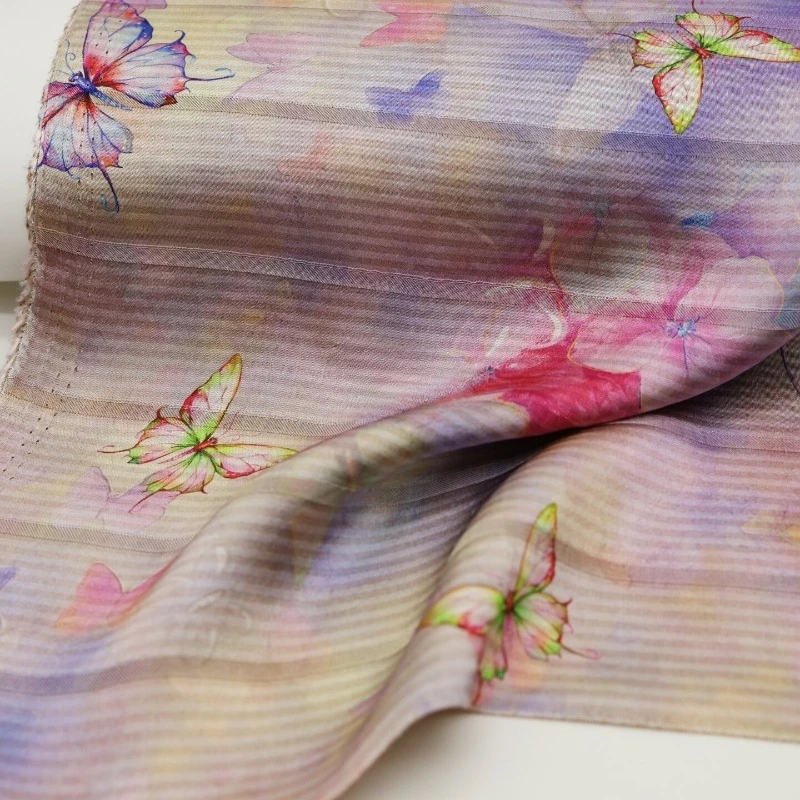 

Lustrous Drapey Pink Purple Butterfly Jacquard Silk Fabric Elegant Style Spring Summer Dress Hanfu Qipao DIY Fabrics for Sewing