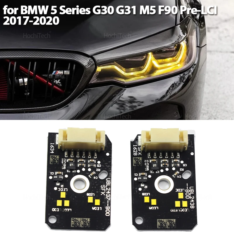 For BMW 5 Series G30 G31 M5 F90 Pre-LCI 2017 2018 2019 2020 Angel Eyes DRL LED Boards Daytime Running Lights Lemon Yellow