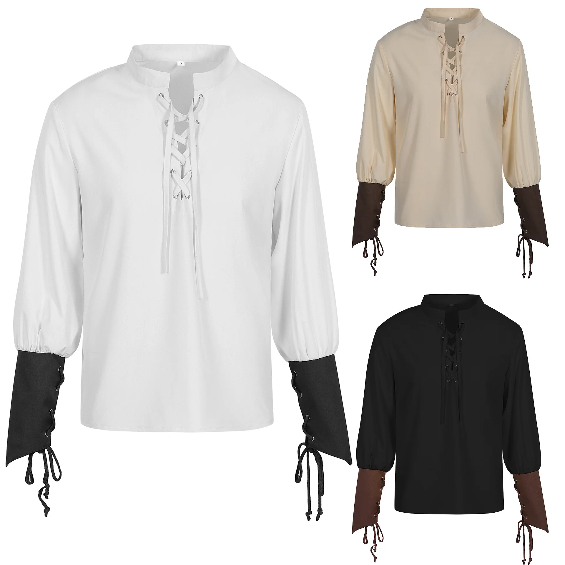 Camisa Renacentista Europea Americana, Blusa Interior Pirata Steampunk Medieval, Disfraz de Cosplay para Hombres, Actuación Escénica