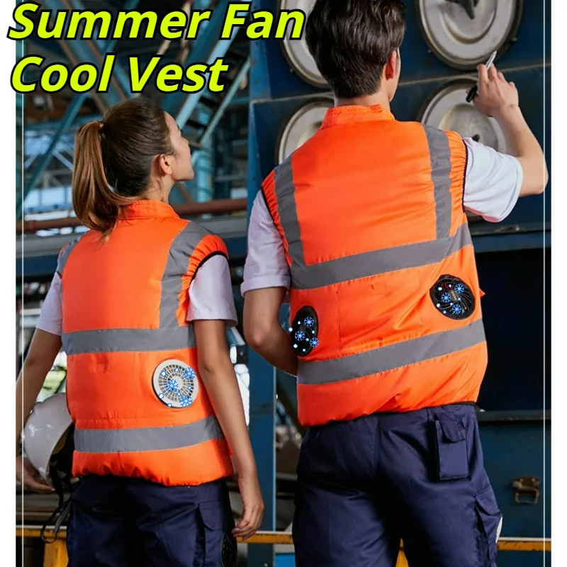 Summer Ice Vest Men Fan Cooling Jacket Refrigeration Air Conditioning Clothes Powered Camping Fan Clothing Sleeveless Workwear