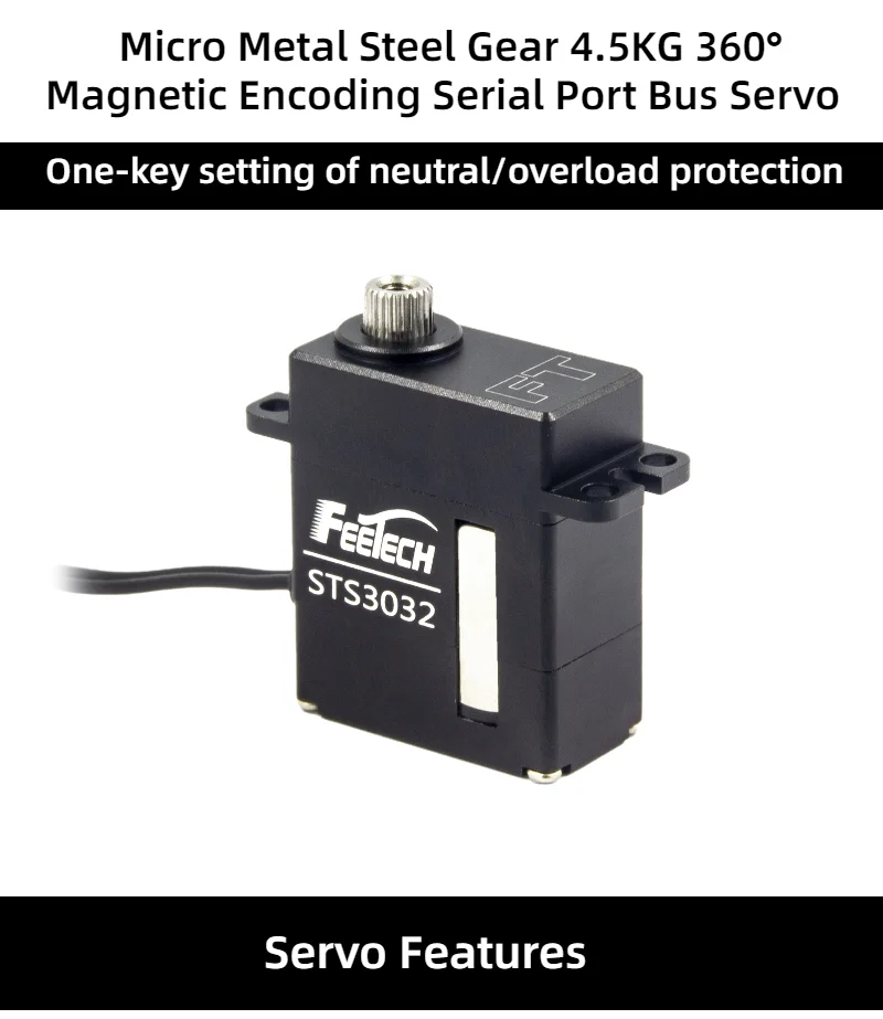 Feetech STS3032M Motor Servos 6V 4.5KG.CM Metal Shell Case Metal Gear Magnetic Encoder TTL Serial Bus Servo 360 Degree