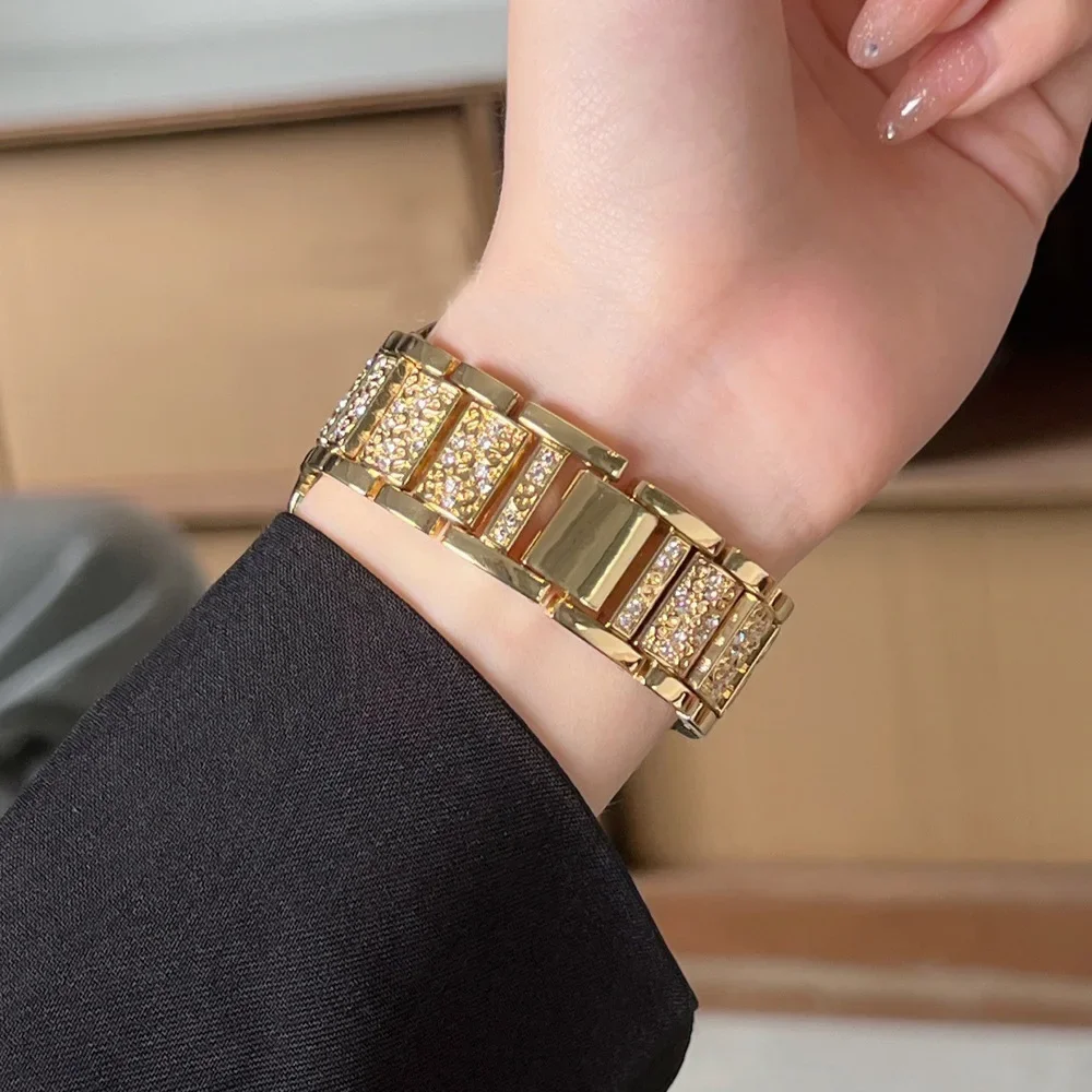 Ремешок с бриллиантами 18 мм, 20 мм, 22 мм для Huawei Watch GT6 41 мм 46 мм, женский браслет, металлический ремешок для Huawei Watch GT6 Pro GT5 GT4 GT3 GT2