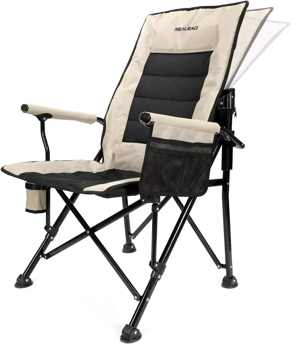 Oversized Camping Chairs - Heavy Duty Folding Chair for Outside Support 400 LBS - Padded High Back Camp Chair with Lumbar Back S