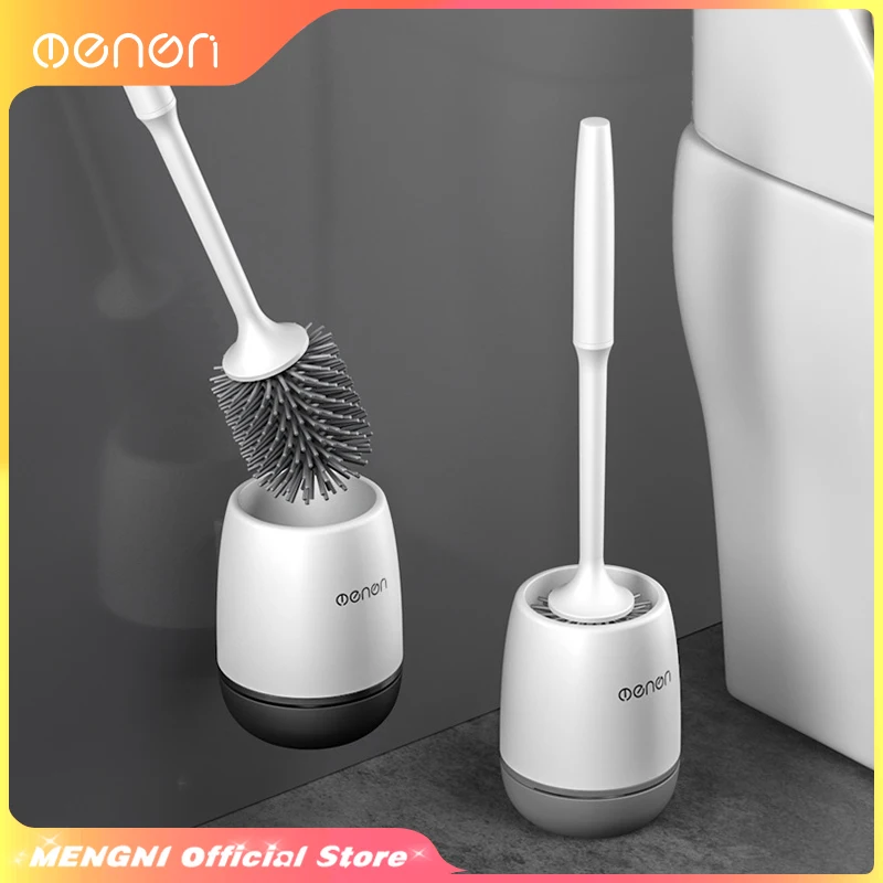 MENGNI TPR Silicone Head Toilet Brush Wall Mounted Cleaning Brush Long Handle Toilet Brush Bathroom hardware items Accessories