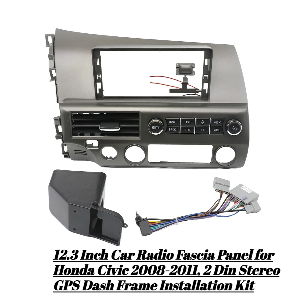 

12.3 Inch Car Radio Fascia Panel for Honda Civic 2008-2011, 2 Din Stereo GPS Dash Frame Installation Kit