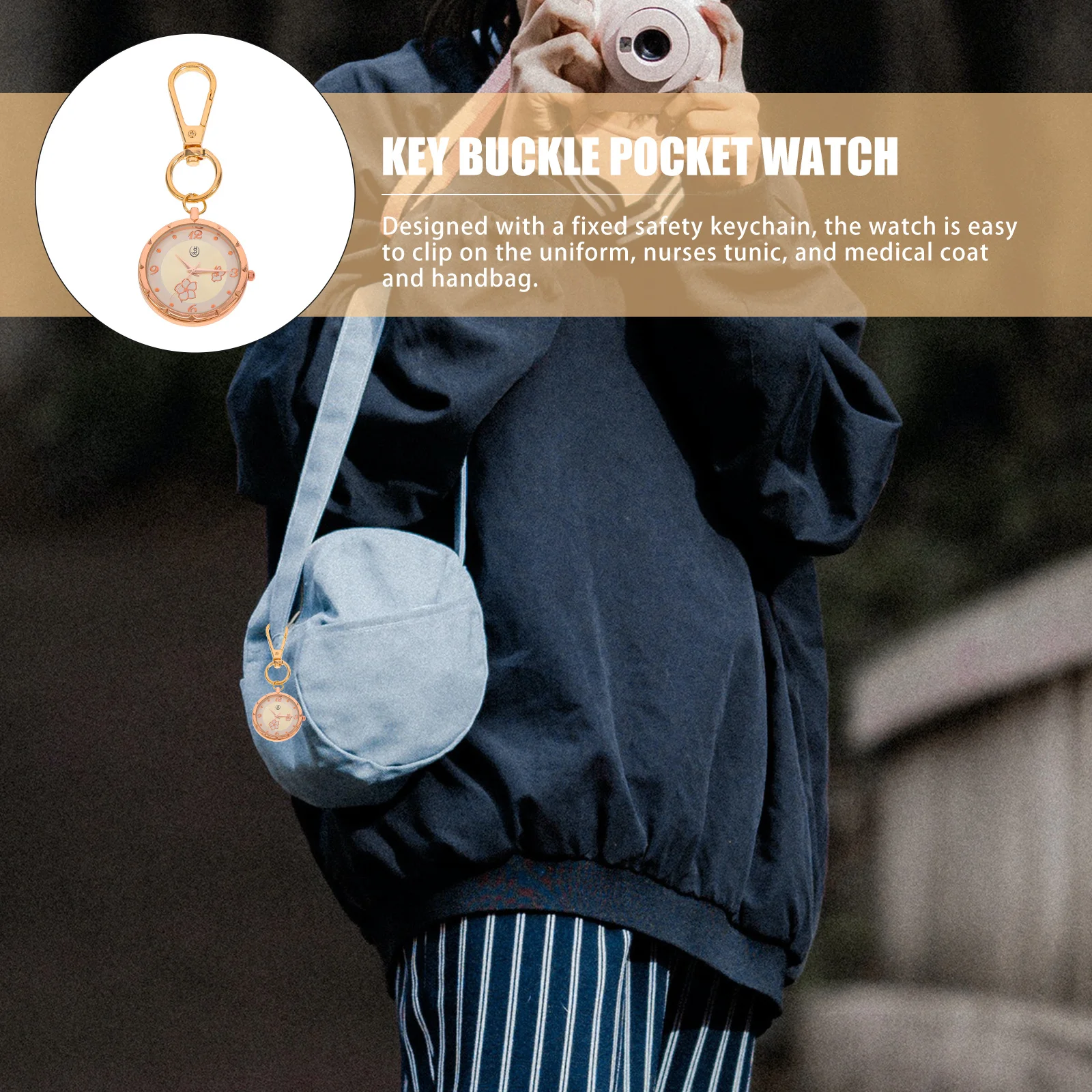 

Clip on Keychain Pocket Watch Precise Durable Nurse Fob Watch Buckle Chest Lightweight Medical Professional Sports Gift