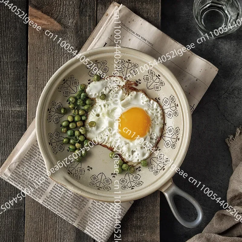 Household Handle Plate Steak Plate Omelette Pan Flat Bottom