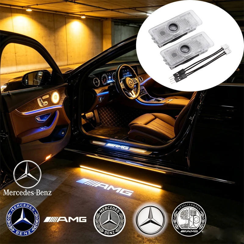 2Pc Car Door Projector Laser Lamp Car Door Welcome Light For Mercedes Benz C117 W117 E Couple A207 C207 C205 2015-2020 A205 W218