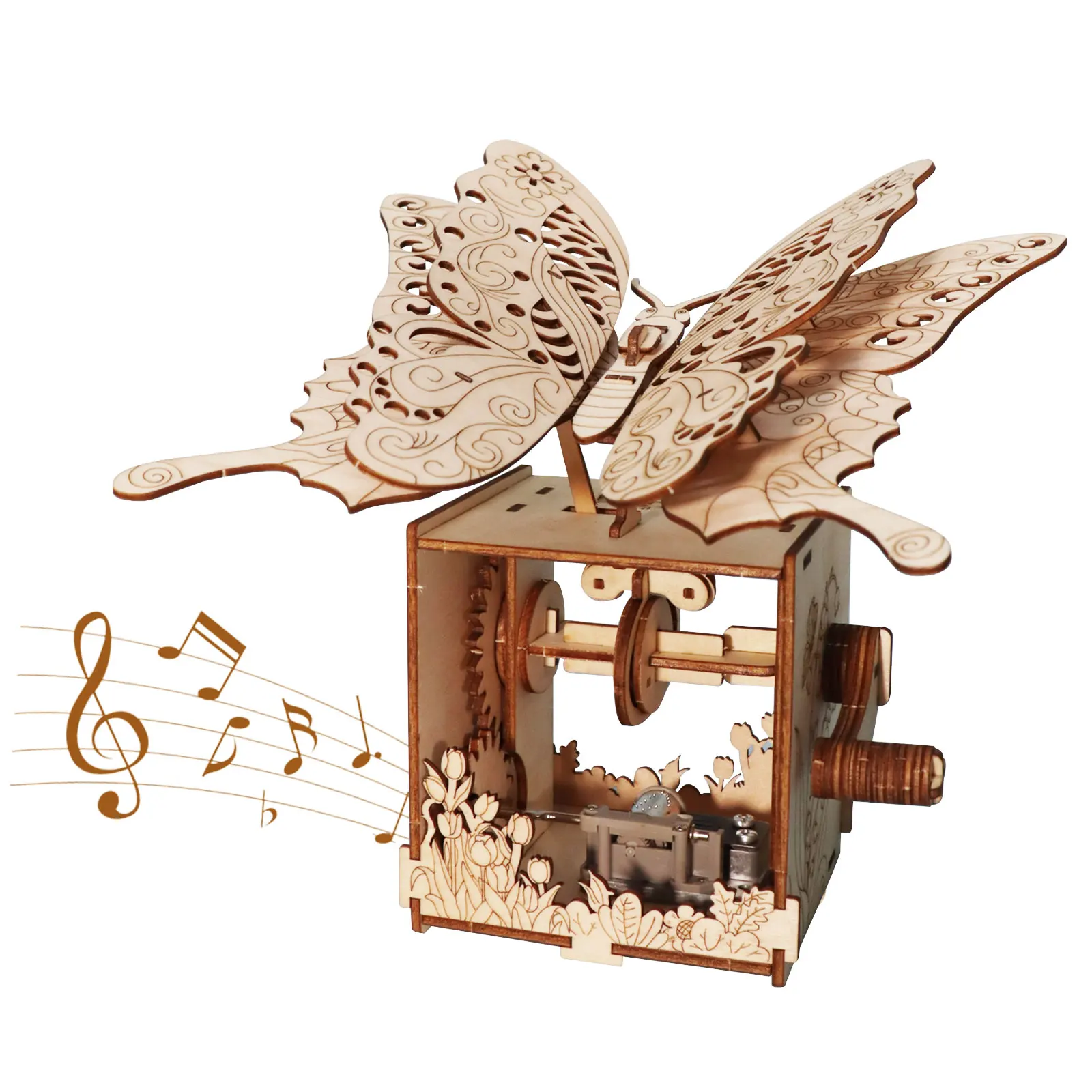 Caixa de Música de Madeira 3D em Forma de Borboleta 'You Are My Sunshine' Kit de Montagem Artesanal Ideal para Presentes de Feriado, Aniversário e Natal
