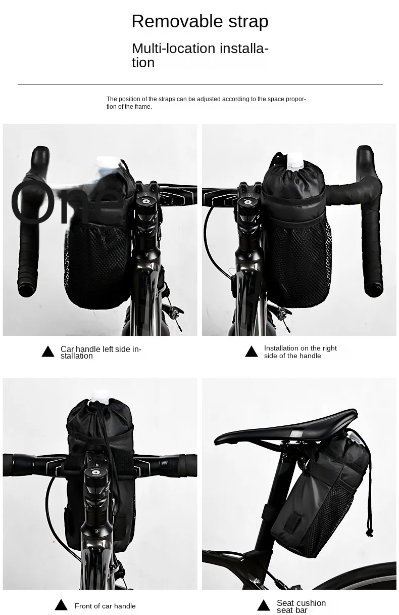 Bicycle Bag Bike Bottle Holder Handlebar Stem Thermal Bag with Mesh Pocket Coffee Cup Holders Cycling Water Bottle Carrier Bag