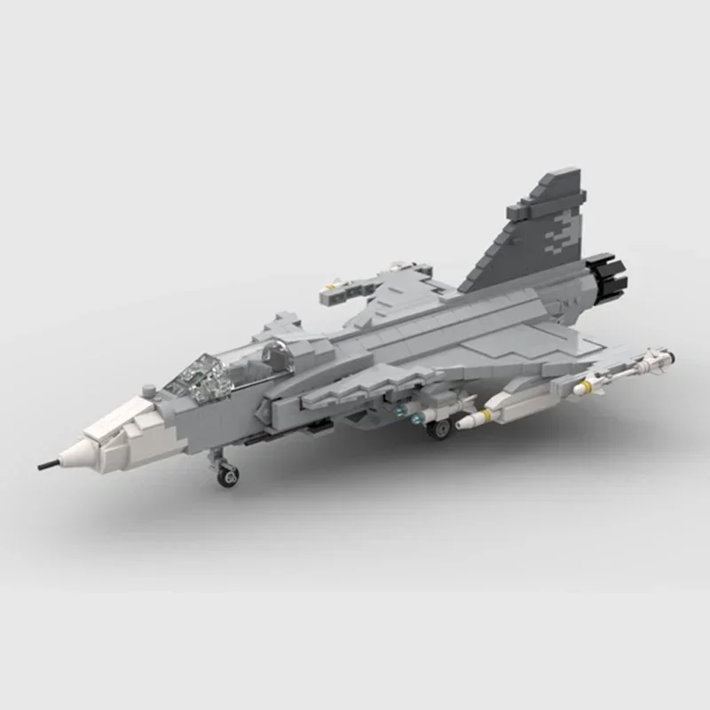 Moc Mattoni da costruzione Modello militare Il JAS-39 Gripen Fighter Tecnologia Blocchi modulari Regali Giocattoli per bambini Set fai da te Assemblaggio