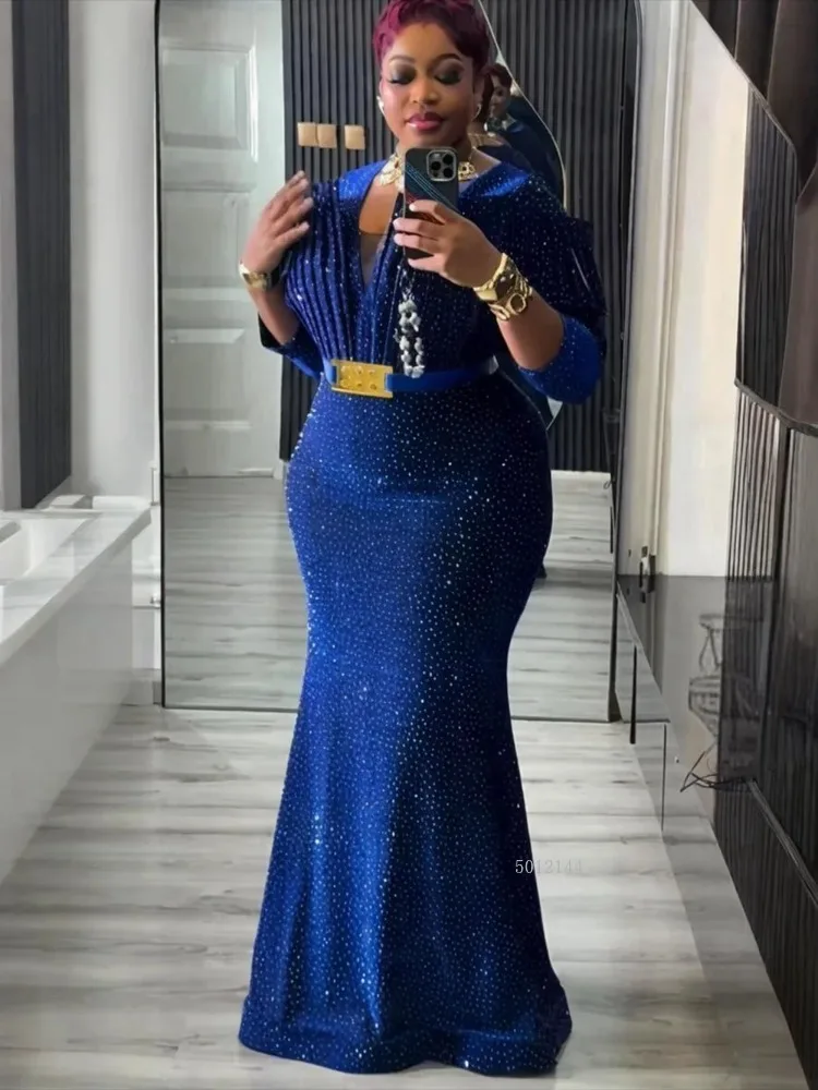 

Африканские вечерние платья больших размеров для женщин, Дашики, сексуальное облегающее длинное платье с бриллиантами, элегантное мусульманское свадебное вечернее платье в Турции 2026