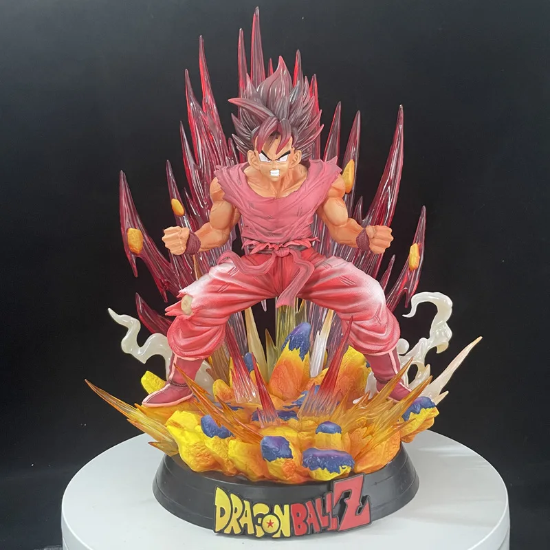 38cm Dragon Ball World Boxing King Son Goku Explosive Red Steam Anime Pvc Hand Sculpture Model Doll Toy Gifts For Kids