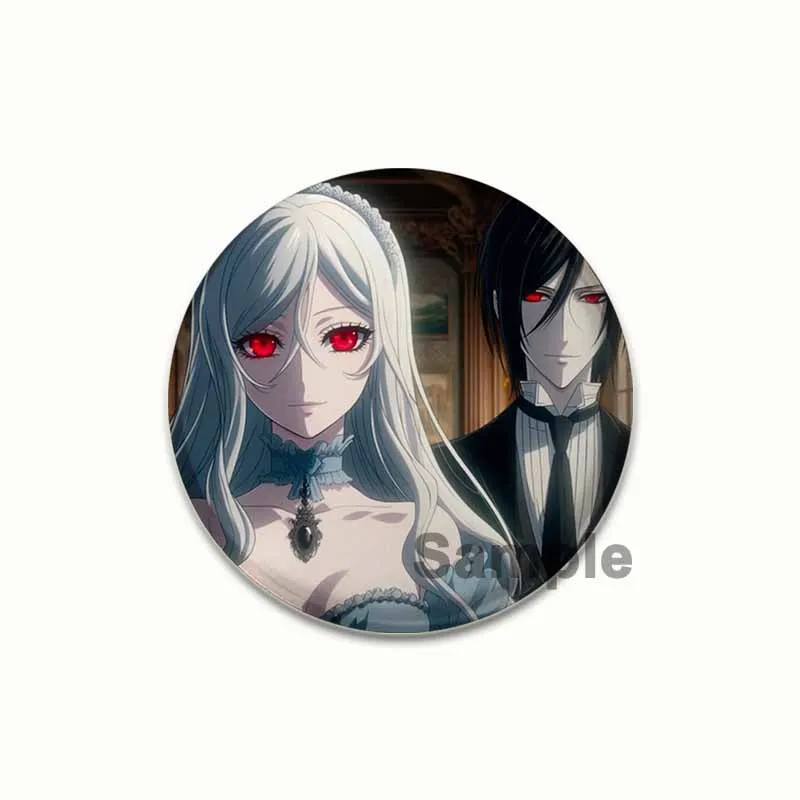 Anime Black Butler Badge Sebastian·Michaelis/Ciel Phantomhive Cartoon Brooches for Creative Lapel Pin Round Soft Decoration Gift