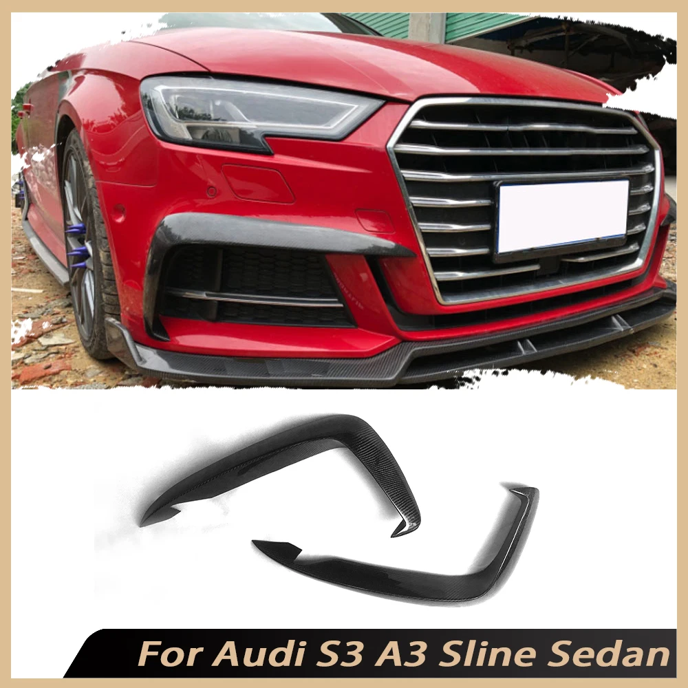 

Carbon Fiber Front Fog Lamp Air Vent Trims Splitters Cover for Audi S3 A3 Sline Sedan 2017-2019 Foglamp Eyelids Strips Trim FRP