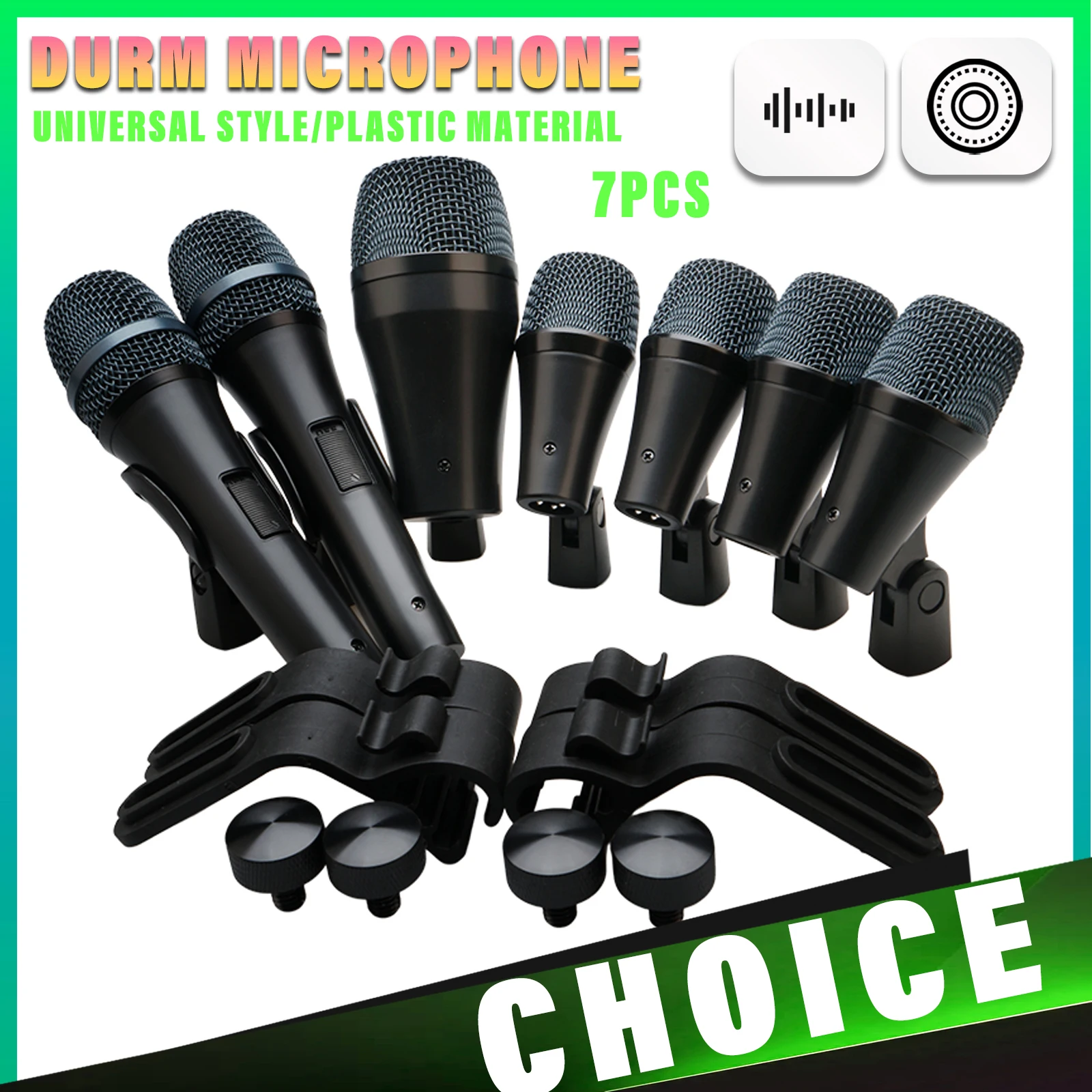 

Professional Musical Instruments Drum Set Wired Microphone Mic Kit with Standard Mounting Accessories