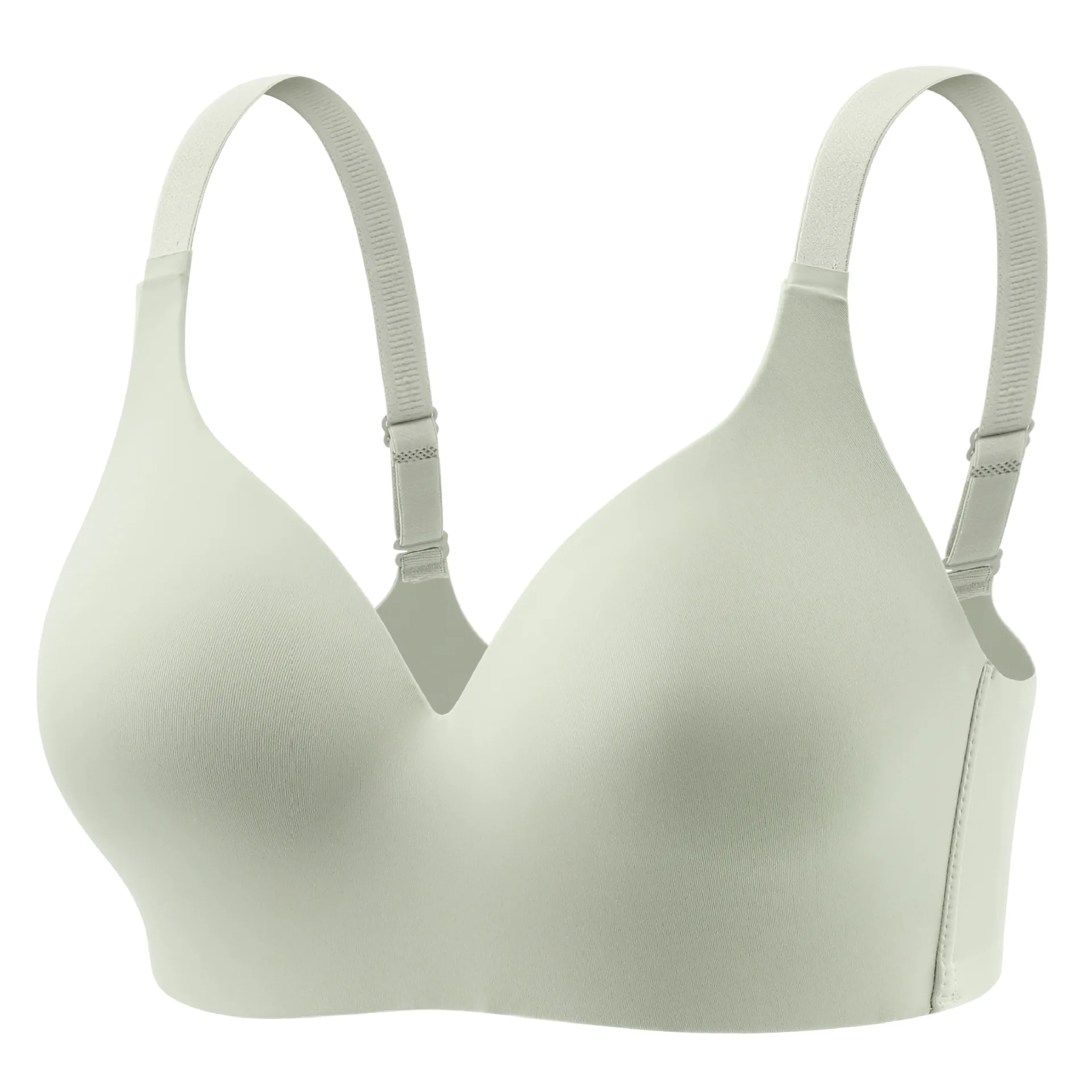 Back Double-row Clasp Teen Girls Bras Fixed Shoulder Straps Push-up Ladies' Brassiere Gathering Solid Color Women's Bra Wireless