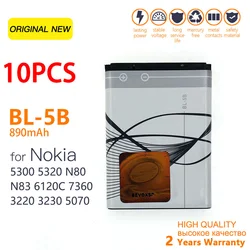 Batería de teléfono de litio BL-5B BL5B BL 5B de 890mAh para Nokia 5300 5320 N80 N83 6120C 7360 3220 3230 5070 5208 teléfono móvil de repuesto