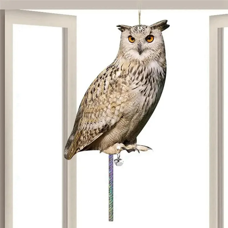 -AA95 Acrylic Bird Repeller Simulation Owl Reflective Bird Repeller Owl Orchard Balcony Garden Bird Repeller Decoration