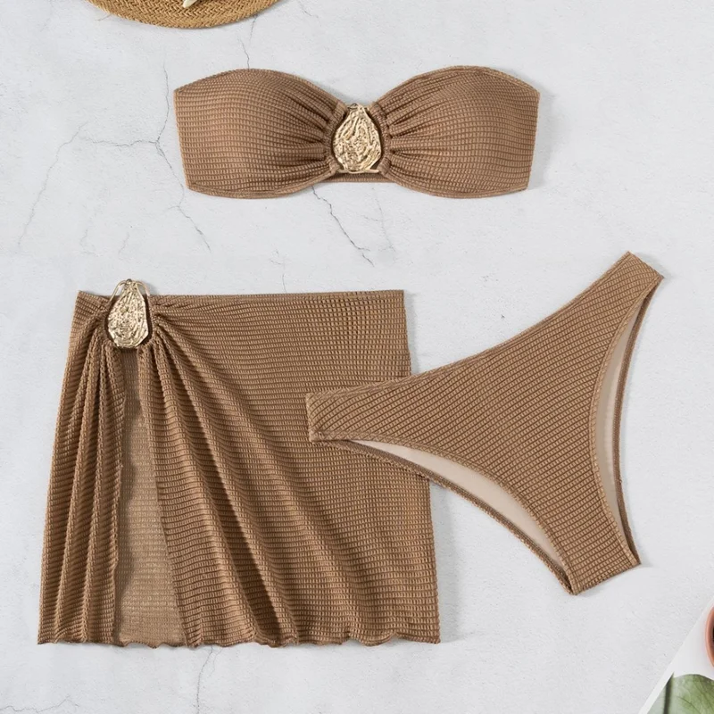 2025 New arrival BikiniBaby Hot spring resort beach three-piece separates swimsuit skirt bikini