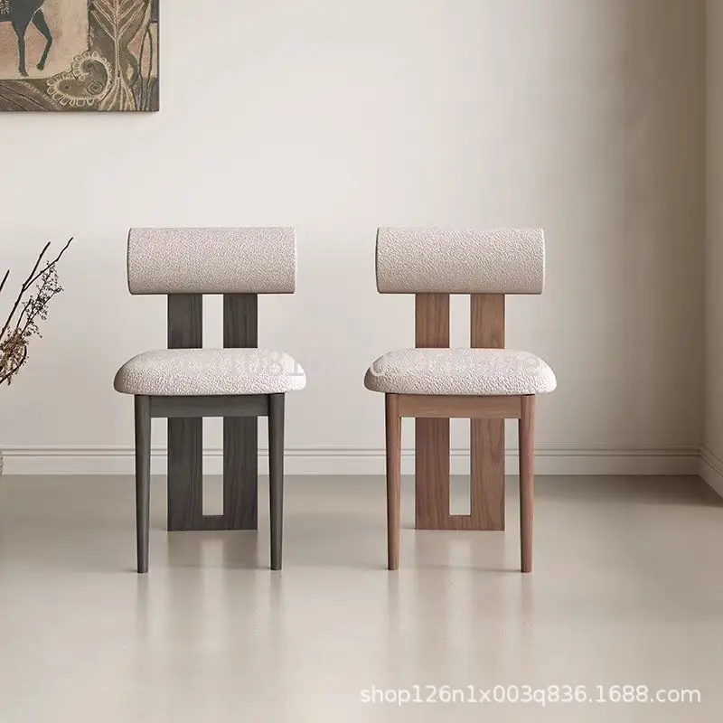 

Retro Solid Wood Dining Table Chair Home Desk Backrest Chair French Wabi Sabi Style Nordic Medieval Designer Makeup Chairs