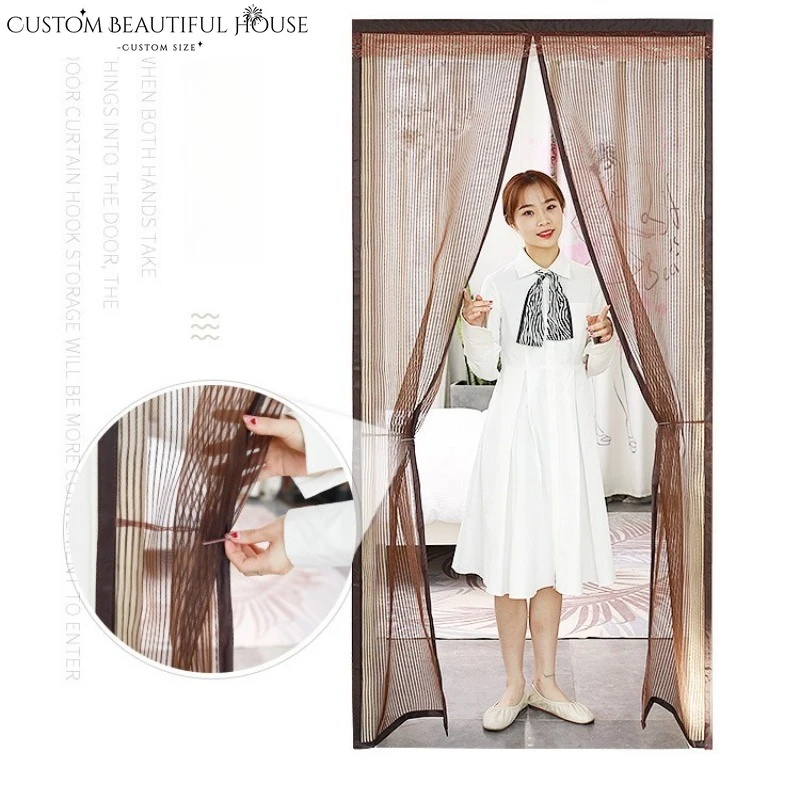 

Custom Size Diamond Net Encrypted Diamond Fish Line Velcro Mosquito Anti-Mosquito Curtains for Living Room Bedroom Dining Decor