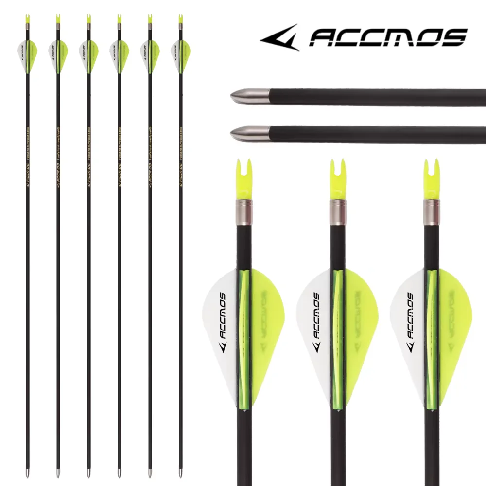 Pure Carbon Arrow Shafts ID4.2 Spine 250-1800 for Archery Hunting Recurve Compound Bow 6/12/18PCS Complete Arrow