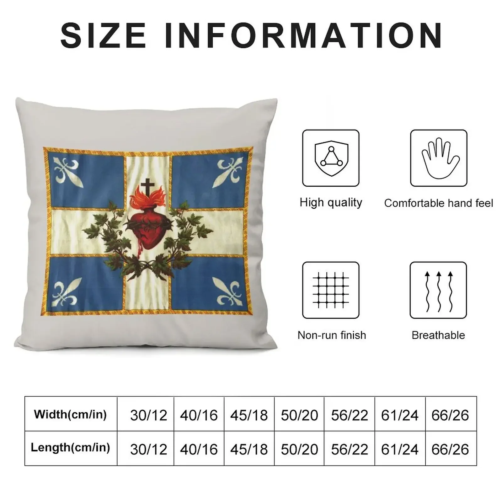 Quebec flag drapeau Québec Patriote Carillon Sacré-C?ur Christian Catholic old vintage edition with fleurs de lys H Throw Pillow