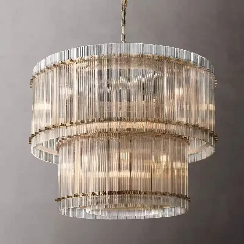 الفاخرة الرجعية LED 2 طبقة كريستال زجاج الثريا الكروم الذهب الأسود الإضاءة لغرفة النوم غرفة المعيشة تركيب