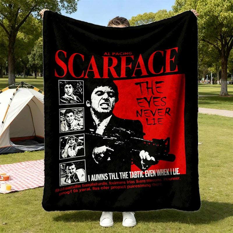 Scarface 1983 Cozy Blanket - Tony Montana Vintage Flannel Throw - Gangster Movie Gift