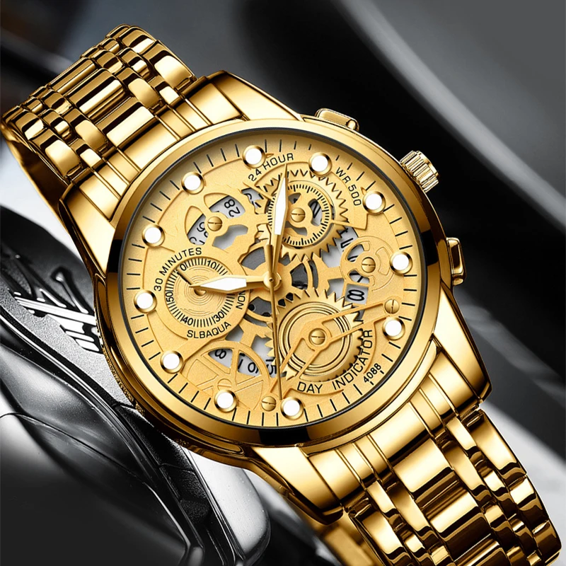 2023 Gold Top Brands Men Wristwatches Waterproof Luxury Golden Wrist Watch For Male Clock Dropshipping Gifts Relogio Masculino