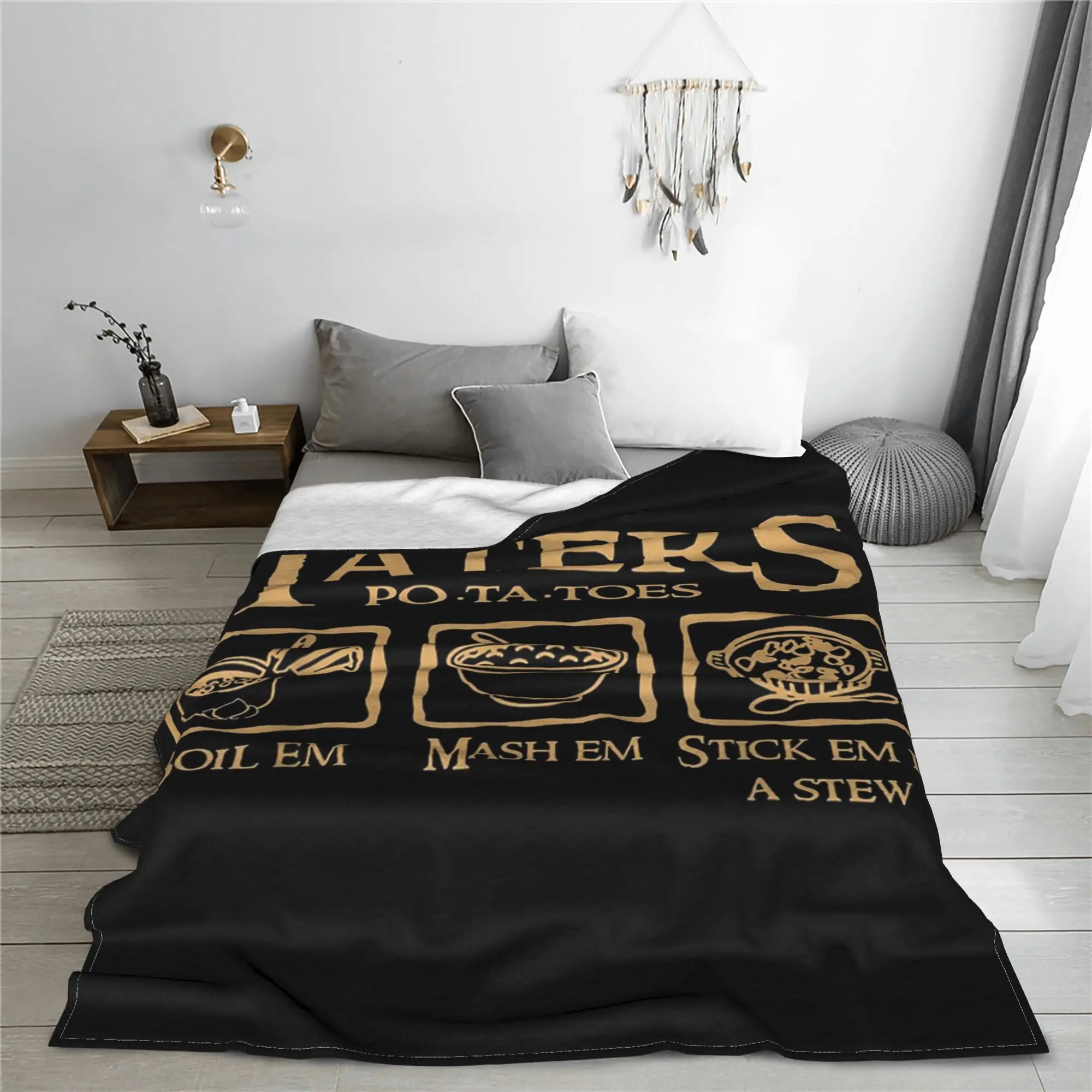 Em Taters البطاطس وصفة يغلي الهريس عصا الحساء بطانية لينة الدافئة الفانيلا رمي غطاء بطانية للسرير نزهة السفر المنزل الأريكة #4