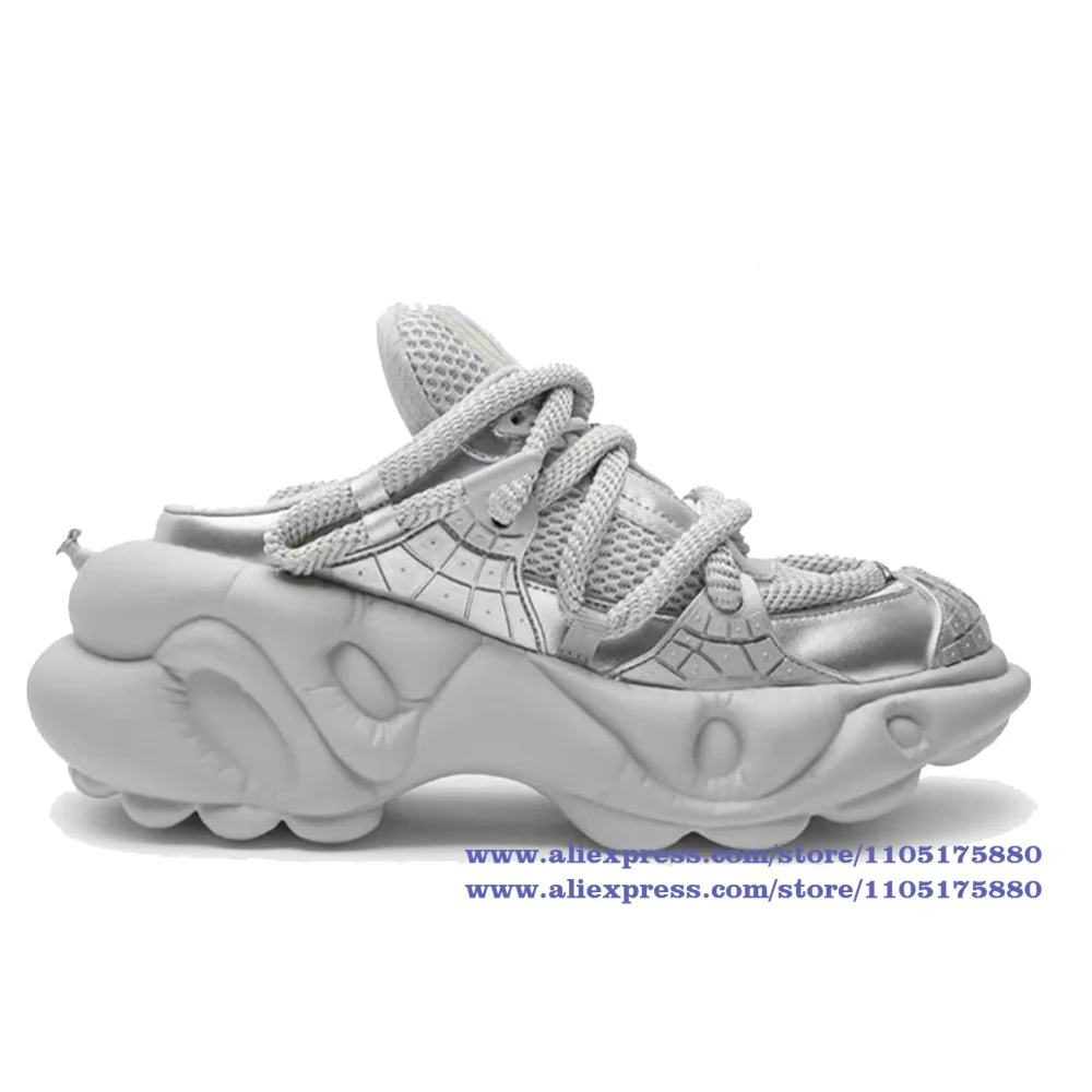 

Thick-Soled Casual Sports Slipper Height Increasing Women's and Men's Slip On Covered Toe White/black Leather Casual Shoes